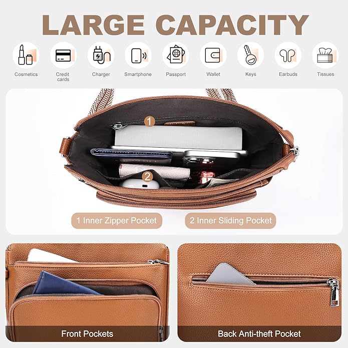 Anti-Theft Crossbody Purse for Women Travel Shoulder Bag