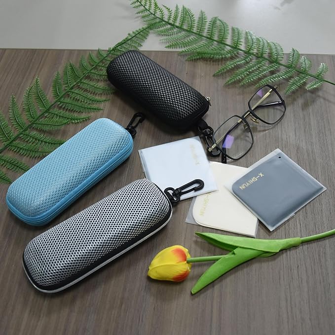 Unisex Semi-Hard Shell Eyeglasses Cases(3 Pack), Protective Case For Glasses
