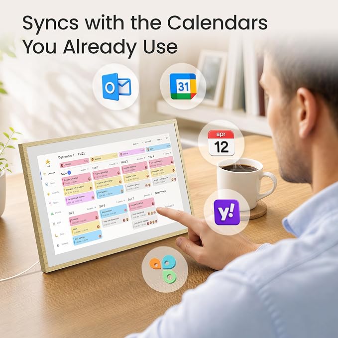 Dragon Touch Digital Calendar 15 inch, Electronic Wall Calendar with Interactive Touch Screen Display for Family Schedule Reminders, Task Rewards, Smart Chort Chart and Digital Picture Frame