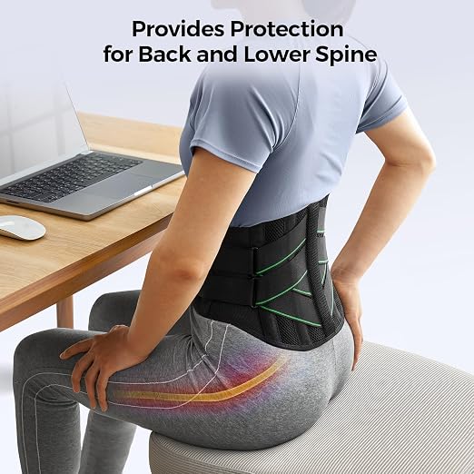 FREETOO Back Brace for Men Lower Back Pain, Breathable Back Support Belt for Women,Work with Soft Pad, Lightweight Lumbar Support for Lasting Relief, Sciatica, Herniated Disc, M(Waist: 85-100 CM)