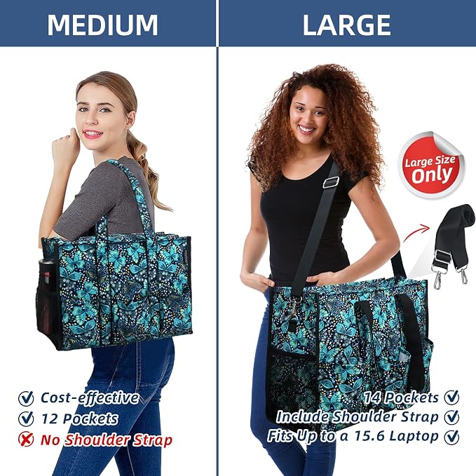 ABAMERICA Nurse Bags for Work Nursing Bag Multiple Pockets Waterproof Organizing Zip Top Clinical Bag for Nursing Students