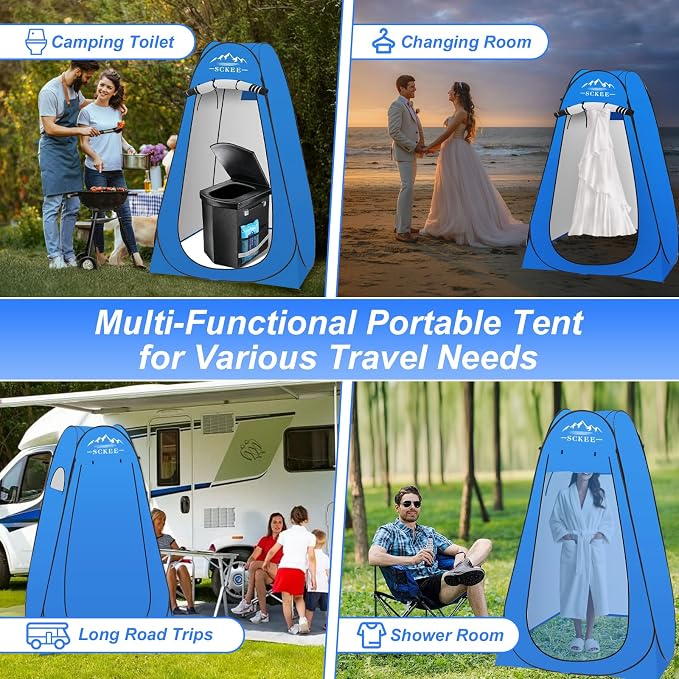 16.5'' Camping Toilet with Pop-Up Privacy Tent Set, XL Portable Toilet for Camping, Outdoor Showers Changing Rooms, Portable Bathroom Travel Potty for Camping, Hiking, Roadtrip,RV Travel
