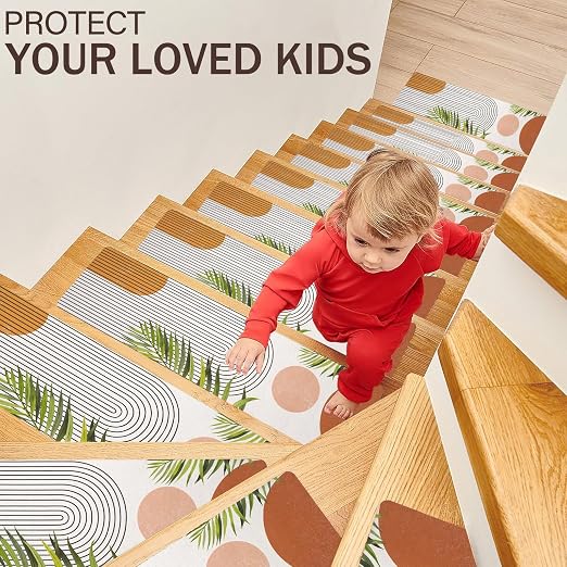 Non Slip Carpet Stair Treads for Wooden Steps Indoor, 1 Pack Stair Runners Covers Staircase Step Rugs Stair Mats for Kids Elders and Dog
