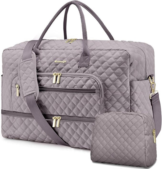 Travel Duffle Bag Weekender for Women - 38L Carry-On Overnight Bag Personal Item Bag with Shoe Compartment & Wet Pocket Weekend Tote Bags with Toiletry Bag Hospital Bags for Labor and Delivery