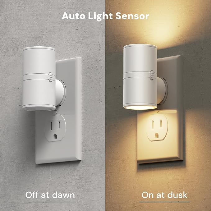 L LOHAS LED Night Light, Night Lights Plug into Wall, Dimmable Nightlights | 50/100LM,Soft White 3000K,Light Sensor, Mini Rotating Nightlight Plug in, Adults Hallway Bedroom Bathroom[White Shade,2 Pack]