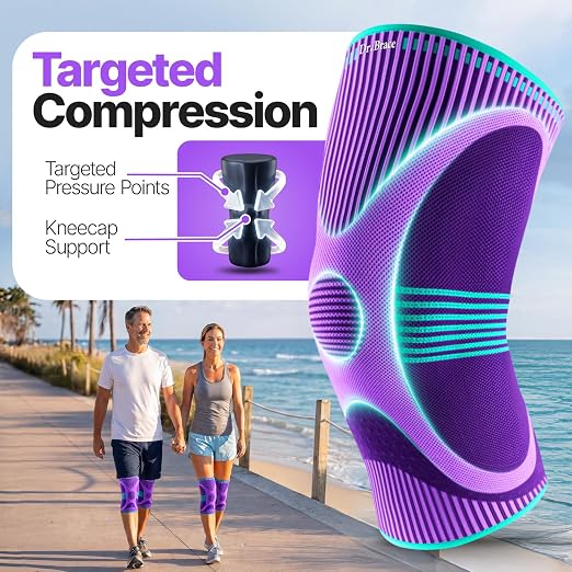 DR. BRACE Elite Compression Knee Brace for Women & Men, (2-Pack) Knee Support Compression Sleeve, Workout Sports Knee Braces for Meniscus Tear, ACL & Arthritis Pain Relief - Check Size Guide Video (Galaxsis, Large)
