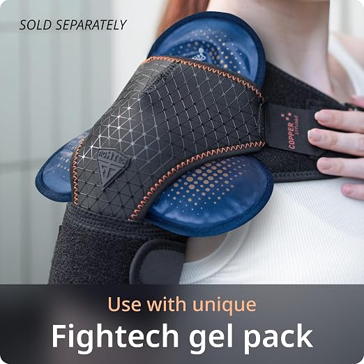 FIGHTECH Rotator Cuff Shoulder Brace for Women and Men - 2 Sizes - Shoulder Support - Pain Relief - Copper Black - Small (Chest 29-35" Bicep 9-12")