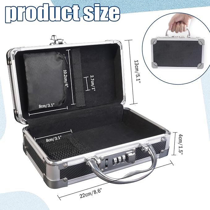 Medicine Storage Box, Small Lock Box with Code - Childproof Portable Combination Lock Box for Pills & Medications, 3-Digit Password, 8.8x5.1x2.9 Inches - Black