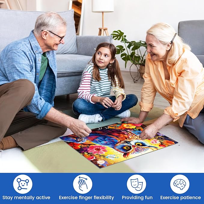 4 Pack 36 Large Piece Puzzles for Seniors,Dementia Puzzle Alzheimer's Activities for Seniors Dogs Parrots Cats Owls Easy Puzzle Memory Games for Seniors Gift for Elderly Seniors Adult