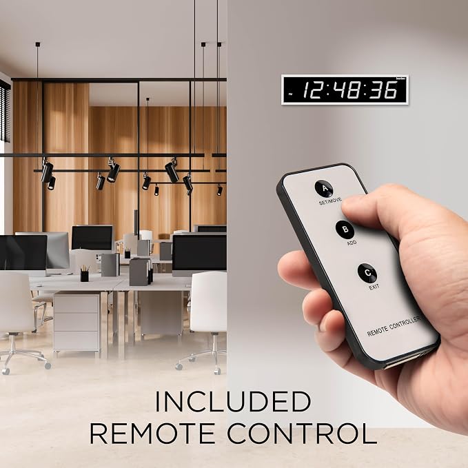 Ivation Oversized Large Digital Wall Clock - Big LED Digital Clock w/Large Display & Durable Aluminum Frame Shelf or Wall Mount (24 Inch - White) 6 Brightness Levels | Time Memory | Remote