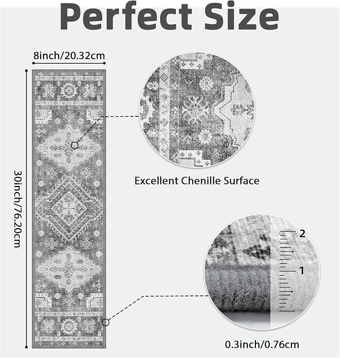 sarben 8"x30" Non Slip Stair Treads for Wooden Steps 15 Pack, Charcoal | Peel and Stick Carpet Stair Runner with TPE Adhesive Backing, Carpet for Added Safety, Pet and Senior Friendly