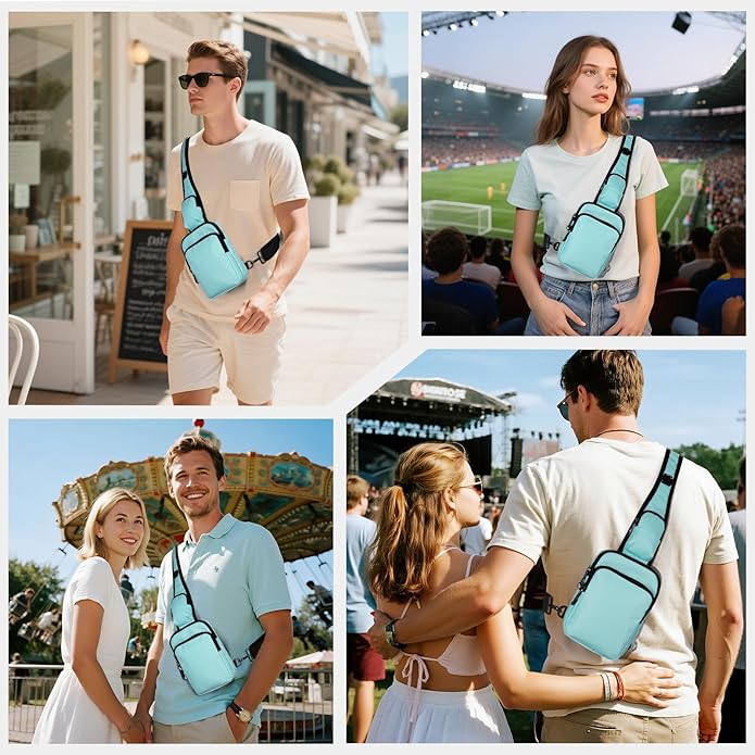 Sling Bag, Crossbody Bag with Zipper Lock, RFID Blocking & Water Resistant for Men and Women