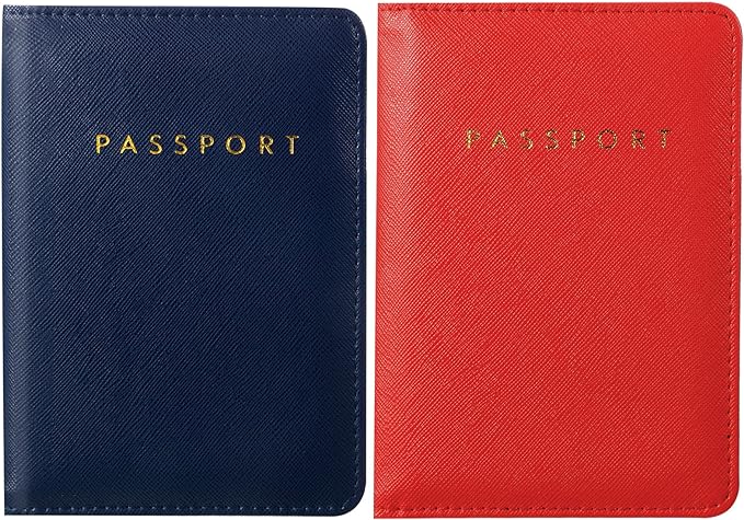 2 Pcs Passport Cover Holder for Travel Waterproof Leather Passport Wallet Case Book Travel Cruise Essentials for Women Men | 2 Pieces