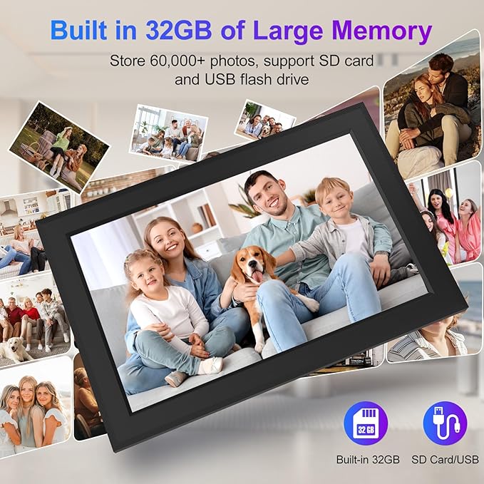 Frameo 10.1 Inch Digital Picture Frames Smart WiFi Digital Photo Frame with 1280x800 IPS Touch Screen HD, 32GB Memory, Auto-Rotate, Wall Mountable, Share Moments Instantly via Frameo App from Anywhere