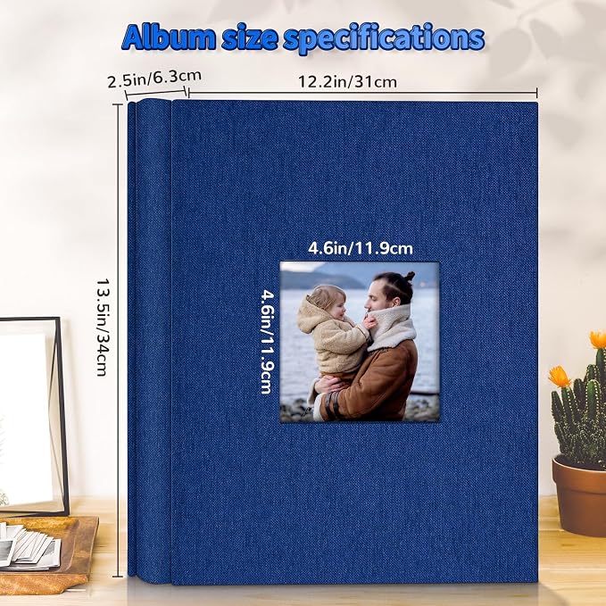 Artfeel Photo Album 4x6 with 600 Pockets,Slip-in Picture Albums,Linen Cover Memory Book with Front Window,White Page Vertical Photo Book for Wedding,Family,Anniversare,Baby,Vacation