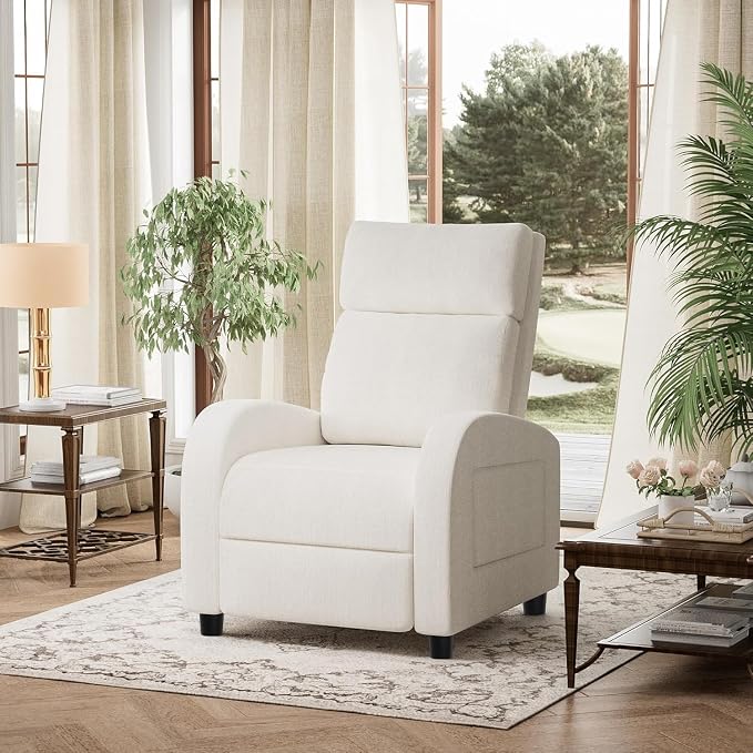 Homall Recliner Chair, Recliner Sofa Fabric for Adults, Beige Recliners | Home Theater Seating with Lumbar Support, Reclining Sofa Chair for Living Room