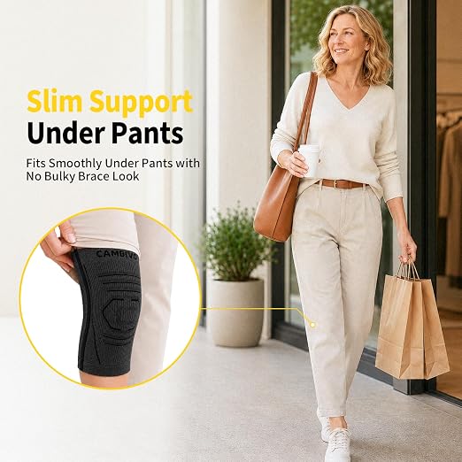 CAMBIVO 2 Pack Knee Brace for Women & Men, Latex Free & Silicone Free Compression Knee Sleeves with Side Stabilizers, Lightweight Knee Support for Arthritis, Meniscus, Walking, Running (Black, X-Large)