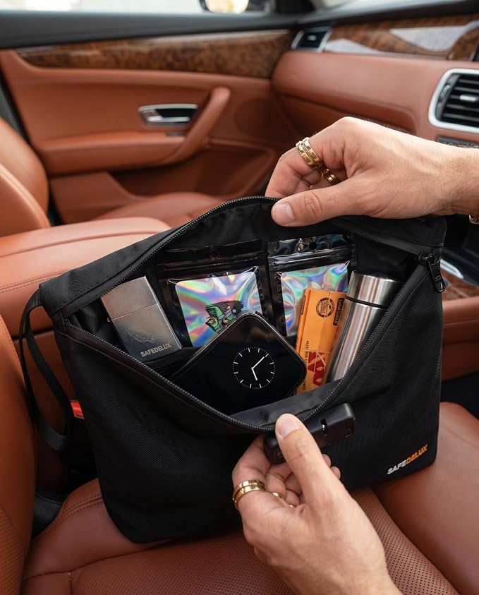 Smell Proof Bag, Odor Proof Bag with Combination Lock, Durable Smell Proof Container with Carbon Lining, Secure Odorless Travel Pouch for Home & On-the-Go (Black, 12.5″x9.5″)