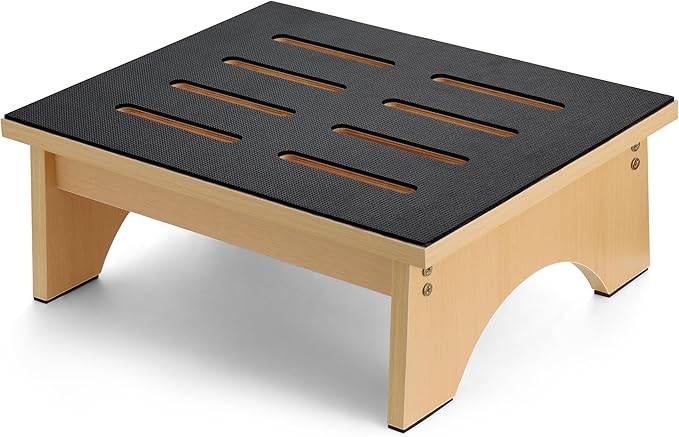 Wooden Step Stool, Bed Steps for High Beds for Adults Elderly with Non-Slip Rubber Surface, Heavy Duty One Step Stool for Bed with 450 LBS Capacity for Bedroom Kitchen Bathroom, or Bedside