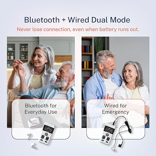 OKB Hearing GV-SA0360 OTC In-Ear Hearing Aid, True-Wireless with Pocket Controller Ear-Extension for TV & Meetings, Dual-Mode Noise Reduction, Charging Case, Bluetooth 5.2, Adults 18+ (Polar White)