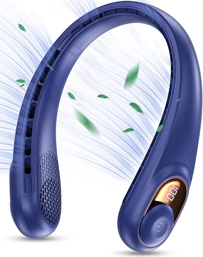 KIDEE Portable Neck Fan, Personal Bladeless Rechargeable, Upgraded 4000mAh Battery & 360° Surrounding Air Outlet, Increase Air Volume, Ultra Quiet, Long Use Time Wearable Fan for Home Travel