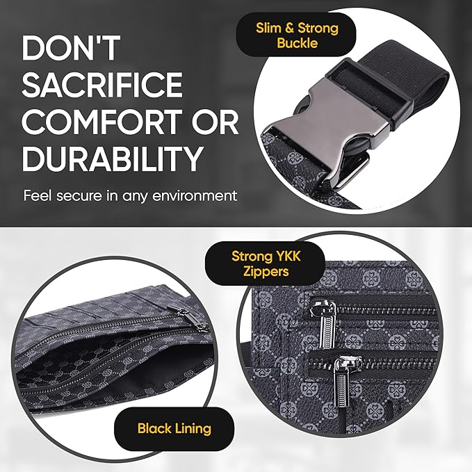 Luxury Travel Wallet – Hidden Money Belt, RFID-Blocking, Anti-Theft Passport Holder for Men & Women (Black Crest)