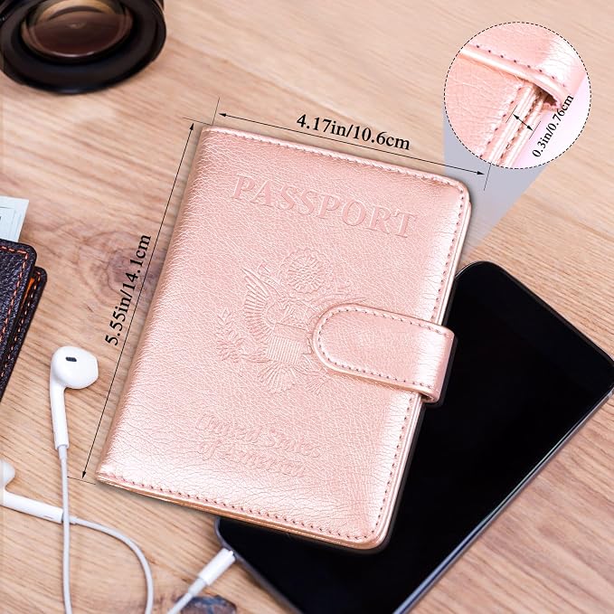 TIGARI Passport Holder for Travel Women Men, PU Leather Waterproof RFID Wallet Cover Case Sleeve, Valentines Day Gifts, Vacation Plane Cruise Travel Document Organizer Essentials