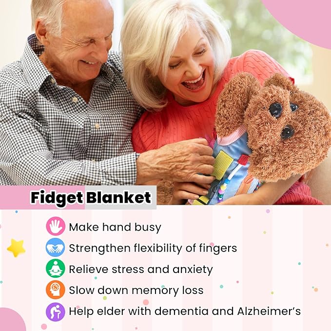 Fidget Blanket for Adults with Dementia | Dementia Activities for Seniors | Engaging Sensory Items for Elderly | Alzheimer’s Products and Gifts for Senior Stress Relief & Anxiety Reduction