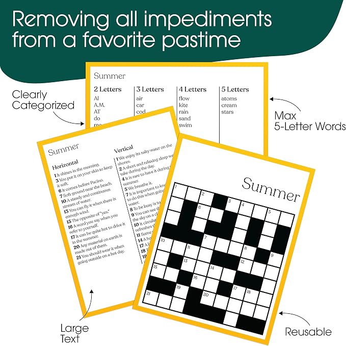 Keeping Busy Crossword Dementia Activities for Seniors | Alzheimer Products for Elderly Patients | Fun Memory Game Toy & Cognitive Brain Puzzle for Senior Citizens w/Memory Loss or Alzheimers