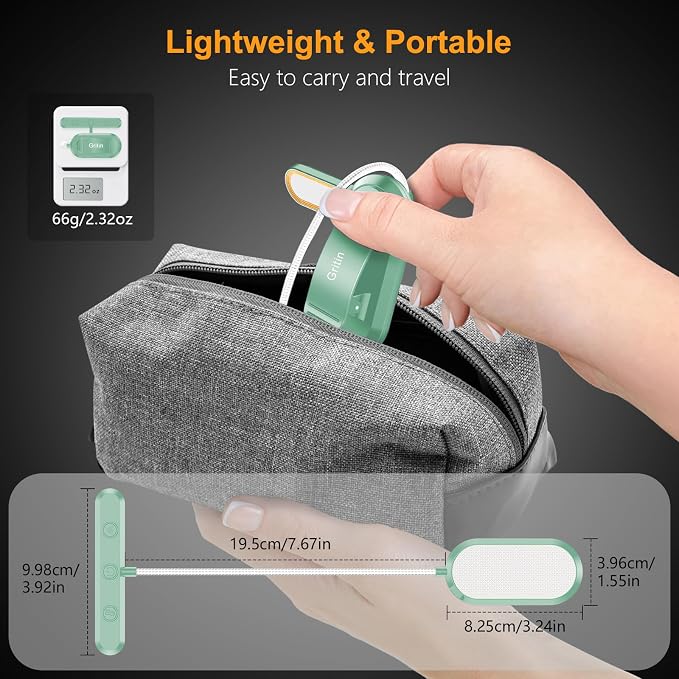 Gritin Rechargeable Book Light for Reading in Bed with 19 LED | Eye Caring 3 Color Temps, 5 Brightness Levels, Memory Function, 90 Hrs Runtime Flexible Goose Neck Clip on Light-Cyan