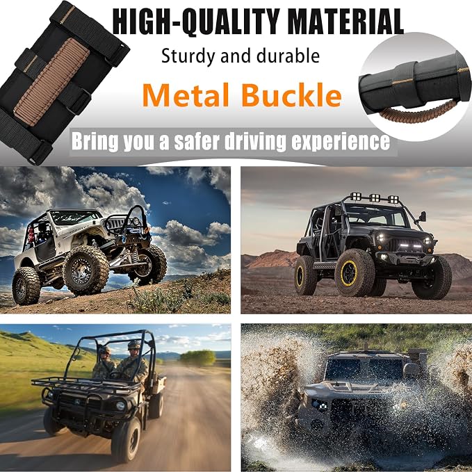 4 Pack Paraocrd Roll Bar Grab Handles for Jeep Wrangler Accessories | CJ YJ TJ JK JL LJ JLU JKU Sahara Freedom Rubicon, Gladiator JT (1955-2023 Modle), Upgrade Strong Metal Buckle, Non-Deformable