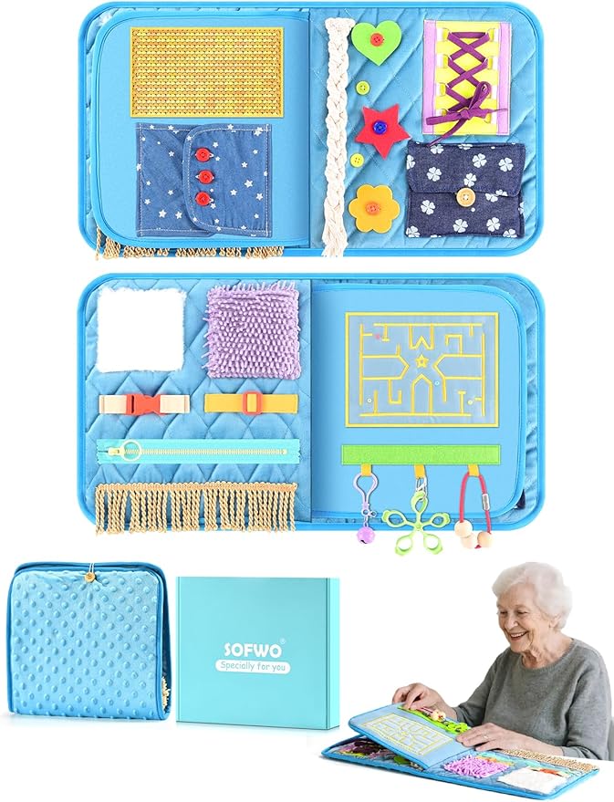 Fidget Blanket for Adults with Dementia, Alzheimers Dementia Activities Products for Elderly and Seniors,Sensory Fidget Toys Gift and Game for Alzheimer’s or Dementia.