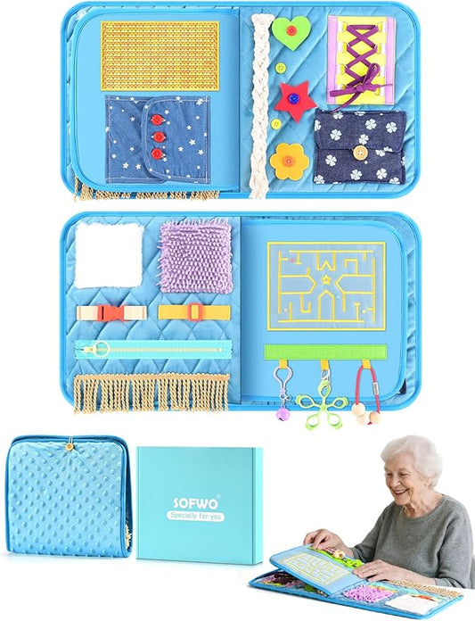 Fidget Blanket for Adults with Dementia, Alzheimers Dementia Activities Products for Elderly and Seniors,Sensory Fidget Toys Gift and Game for Alzheimer’s or Dementia.