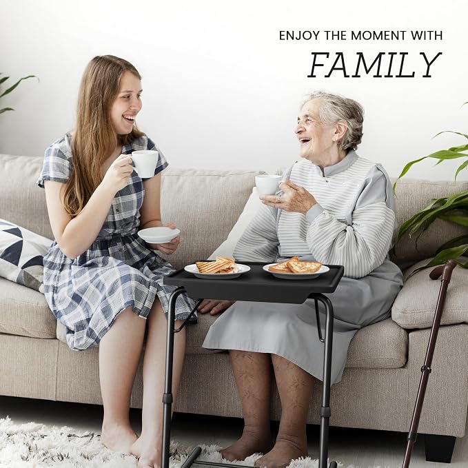 Adjustable TV Tray Table - 6 Height & 3 Tilt Angle Settings | Multifunctional Foldable Tray Table for Eating Laptop Dinner or Bed Use | Easy to Assemble & Store | Portable Desk