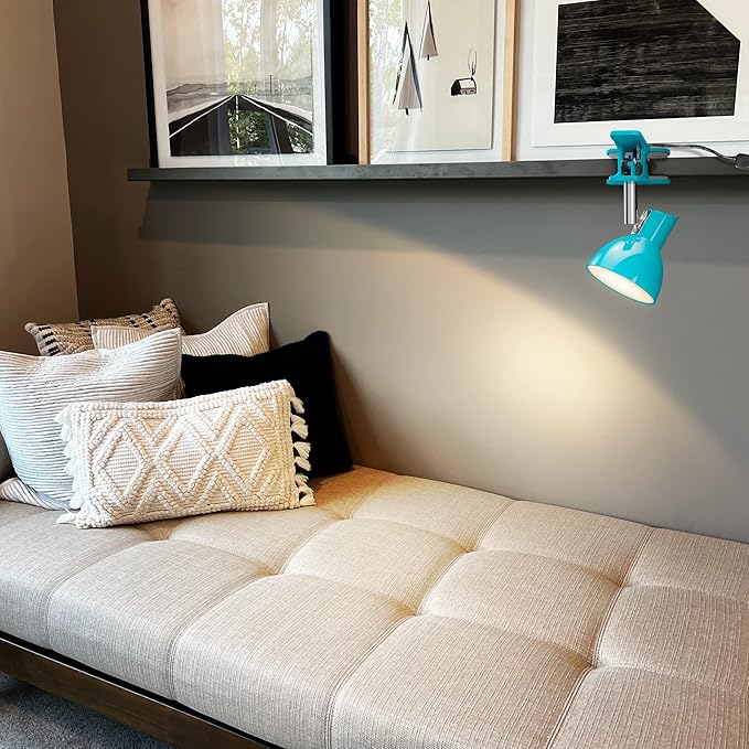 LED Clip lamp,5W Super Bright Desk Light, 330° Rotation Small Lamp with Clamp on Desk/Table/Bed Headboard/Cupboard Home Lighting, Modern and Save Space Illumination Powerful Lamp Blue
