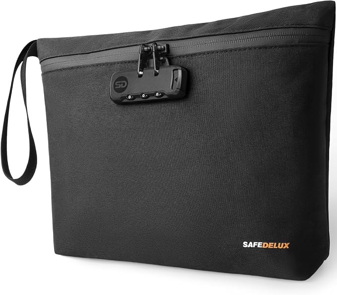 Smell Proof Bag, Odor Proof Bag with Combination Lock, Durable Smell Proof Container with Carbon Lining, Secure Odorless Travel Pouch for Home & On-the-Go (Black, 12.5″x9.5″)