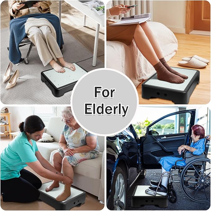 Adjustable Step Stool for Adults - Noctilucent Bed Step Stools, 600 LBS Capacity Non-Slip Safety Step Platform Indoor and Outdoor for Seniors and Adults, Wide Step Stools Elderly Assistance at Night