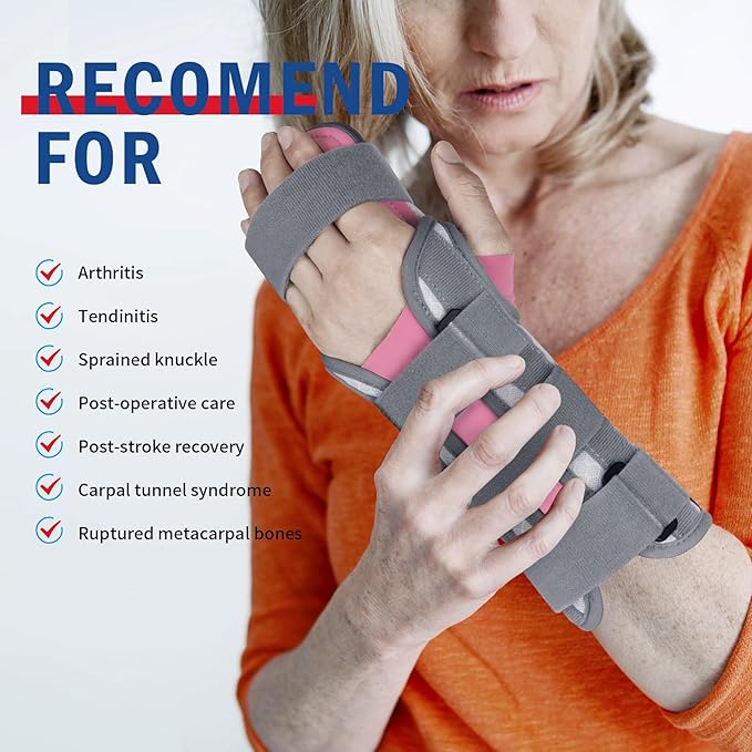 FEATOL Resting Hand Splint For Men and Women, Stroke Hand Night Immobilizer Pain Relief For Carpel Tunnel, Stroke Recovery, Left, Medium