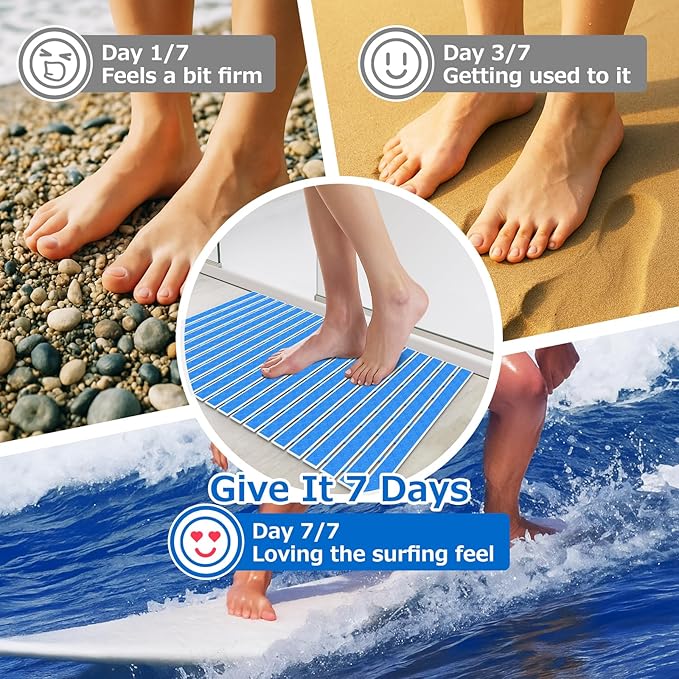 Non Slip Rubber Bathtub & Shower Mat - Fast Drain & Upright Drying Design, Strong Suction Cups, Structured Textured Surface, Low-Maintenance Bathroom Safety Mat, 27 x 16 Inch, Navy Blue, Matace