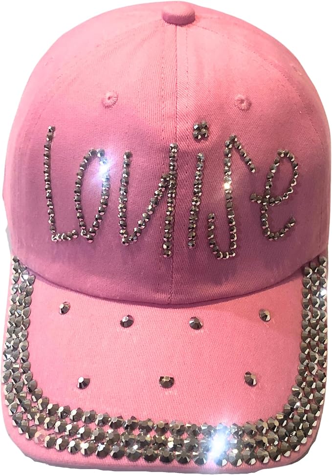 Popfizzy Bedazzled Hat for Women, Rhinestone Denim Hat, Fun Adult Bling Hats, Birthday Gifts for Women, Adjustable, One Size