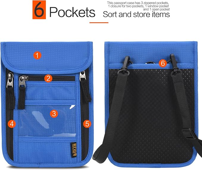 Neck Wallet Lightweight RFID Blocking Waterproof Travel Pouch Passport Wallets for Women Men