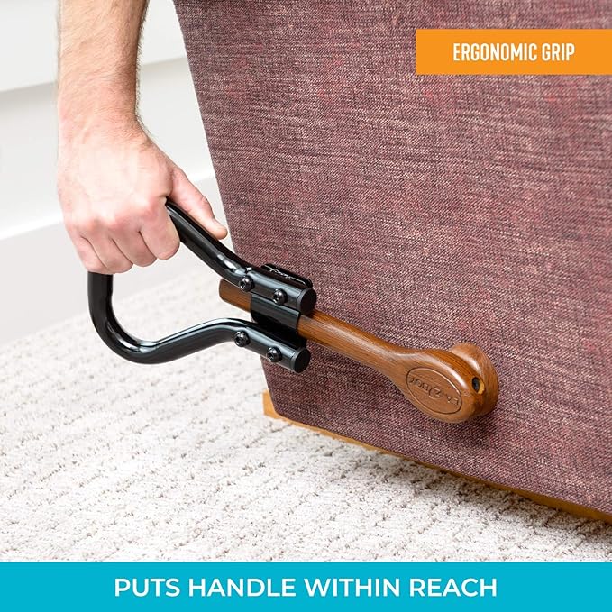 Stander Recliner Lever Extender, Oversized Grip Handle Adapter for Adults, Seniors, and Elderly, Extension Handle with Large Ergonomic Curve Grab Bar, Compatible with Wooden Recliner Handles - Black
