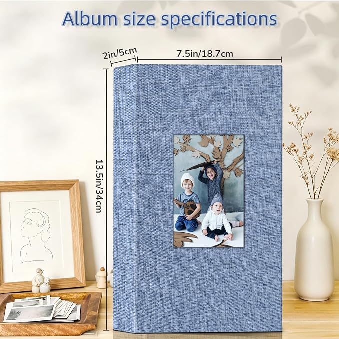 Popotop Photo Album 4x6-300 Photos Linen Cover Photo Books with 300 Horizontal Pockets,Slip-in Picture Albums for Family Wedding Anniversary Baby Vacation Pictures