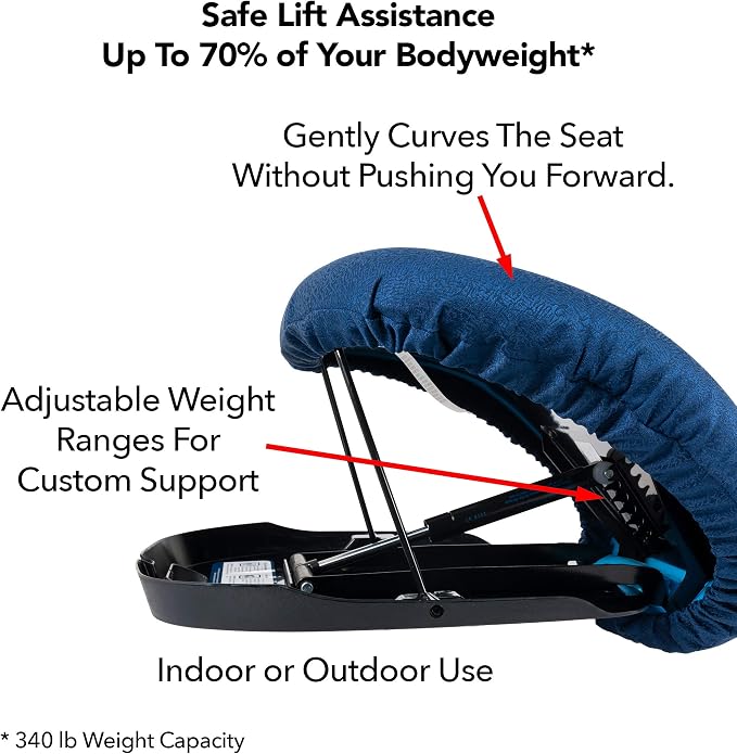 Carex Upeasy Seat Assist Plus - Portable Self-Powered Lifting Seat Cushion for Chairs, 70% Weight Support up to 340 lbs. - Lift Assist for Seniors and Mobility Support