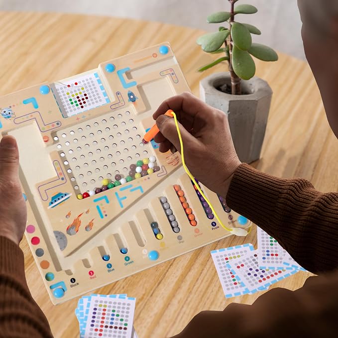 Alzheimers Products for Elderly, Memory Care Activities for Seniors, Magnetic Color & Number Matching Dementia Puzzles for Parkinson Patient, Fidget Sorting Sensory Cognitive Gift Maze Board