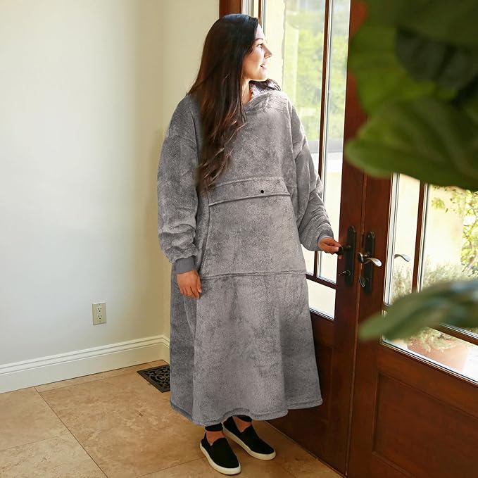 Catalonia Oversized Blanket Hoodie Sweatshirt, Wearable Sherpa Lounging Pullover for Adults Women Men