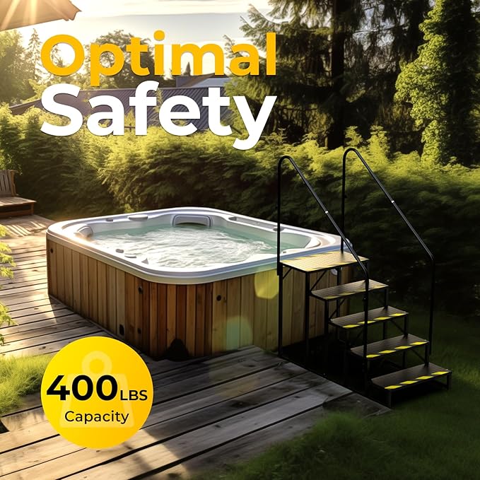 RV Steps with Handrails, 5 Step Hot Tub Stairs, Upgrade Anti-Slip RV Stairs Steps for Safety in and Out of RV, Camper, Mobile Home