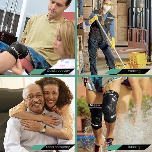 JIUFENTIAN Knee Support for Women and Men with Strap (2pack) Copper Knee Brace for Women Arthritis Pain-Knee Sleeves for Working Out,Running and Knee Pain Relief(X-Large)