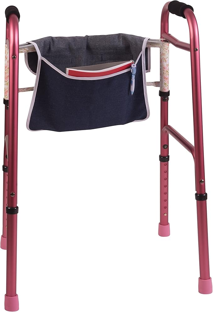 DMI Universal Walker Bag, Single Pocket Carry-All Pouch, Easy to Attach and Fold, Durable, Machine Washable, 12.5 to 15 Inches (Pack of 2)