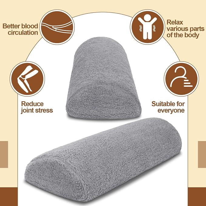 Sintuff Recliner Leg Rest Cushion Sofa Footrest Pillow with Cover Half Moon Bolster Pillow Under Knee Pillow for Sleeping On Back Alleviating Pain, 19.7 x 8 x 3.5 Inch (Dark Gray)